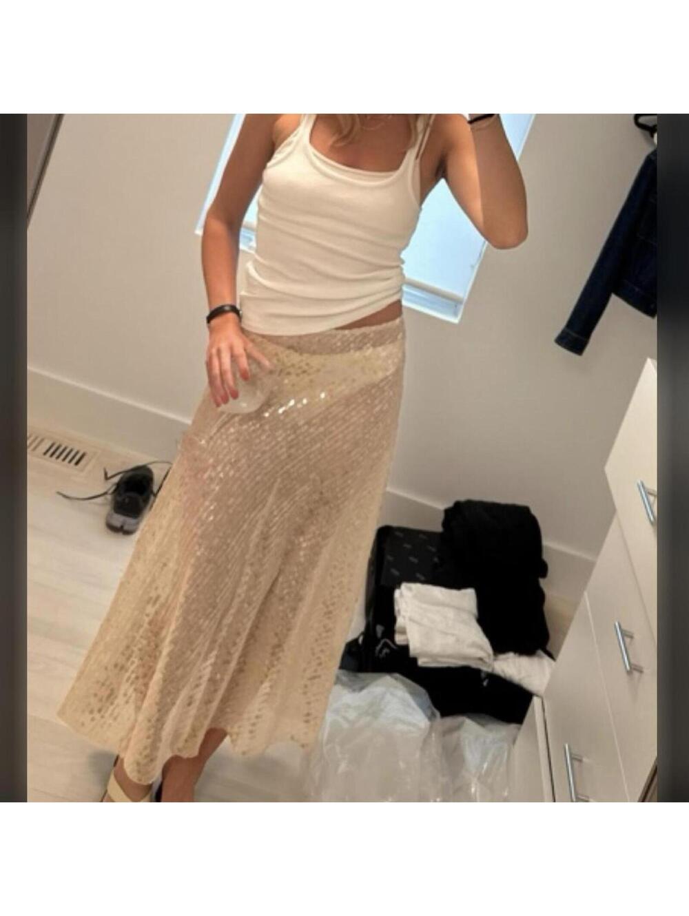 Zara Sequinned Crochet Skirt